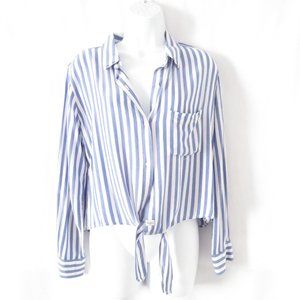 Rails Blue and White Striped Button Down Rayon Size Large Tie Top